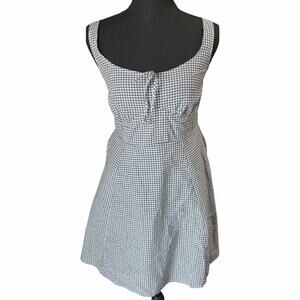 Old Navy Women’s Small Plaid Fit & Flare Mini Dress Navy White Pockets NWT